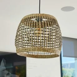 LUMISKY Suspensions Abat Jour Int/ext Fibre Naturelle Beige D38CM -Luminaires Soldes 2022 abat jour int ext fibre naturelle beige d38cm 3