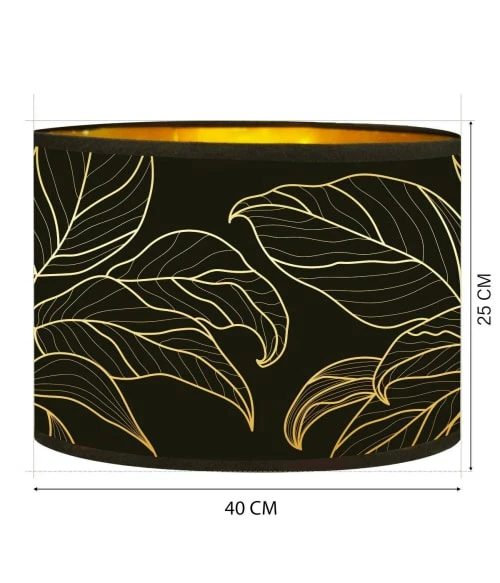 Abat-jours Lampadaires Abat-jour Lampadaire Doré Imprimé Noir Et Or Feuille T 40 X H 25 5 Abat-jours Lampadaires Abat-jour Lampadaire Doré Imprimé Noir Et Or Feuille T 40 X H 25 – Image 3