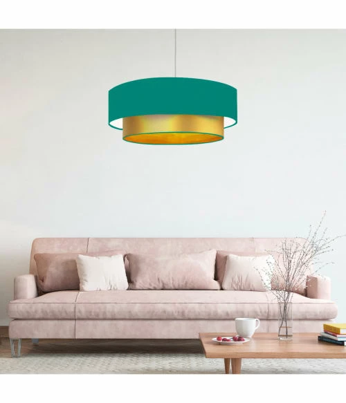 Abat-jours Suspensions Abat-jour Suspension Double Laqué Or Et Vert Turquoise T 60 X H 30 4 Abat-jours Suspensions Abat-jour Suspension Double Laqué Or Et Vert Turquoise T 60 X H 30 – Image 2