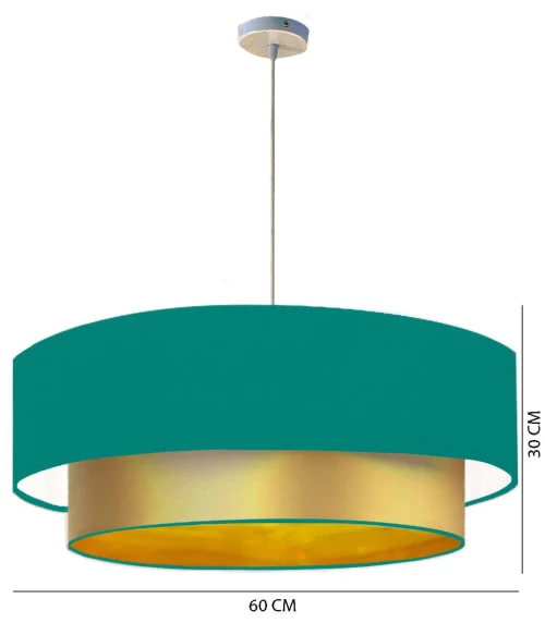 Abat-jours Suspensions Abat-jour Suspension Double Laqué Or Et Vert Turquoise T 60 X H 30 5 Abat-jours Suspensions Abat-jour Suspension Double Laqué Or Et Vert Turquoise T 60 X H 30 – Image 3