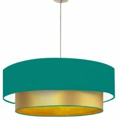Abat-jours Suspensions Abat-jour Suspension Double Laqué Or Et Vert Turquoise T 60 X H 30