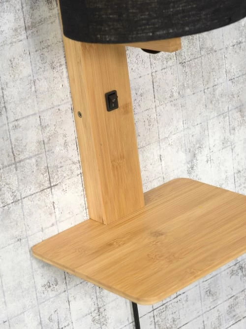 Good & Mojo Appliques Murales Et Spots Applique Bambou/lin Avec Tablette H36cm 6 Good & Mojo Appliques Murales Et Spots Applique Bambou/lin Avec Tablette H36cm â Image 4