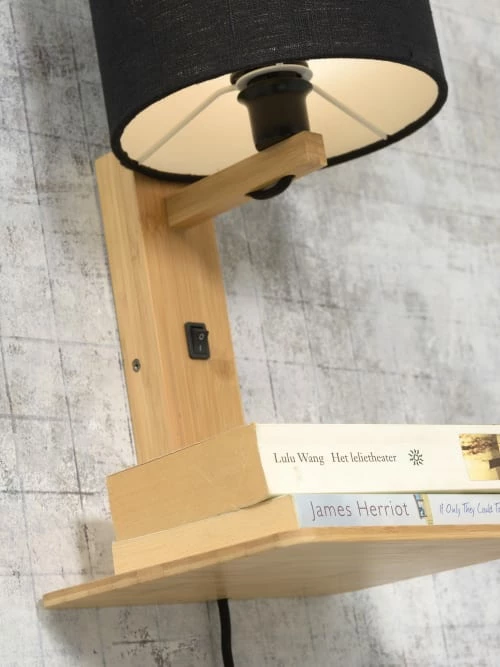 Good & Mojo Appliques Murales Et Spots Applique Bambou/lin Avec Tablette H36cm 8 Good & Mojo Appliques Murales Et Spots Applique Bambou/lin Avec Tablette H36cm â Image 6