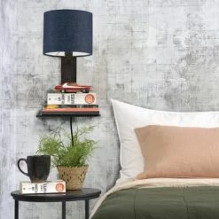 Good & Mojo Appliques Murales Et Spots Applique Bambou Noir/lin Avec Tablette H36cm -Luminaires Soldes 2022 applique bambou noir lin avec tablette h36cm 20