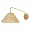 Maisons Du Monde Appliques Murales Et Spots Applique En Bois De Chêne, Métal Doré Et Abat-jour En Rotin Tressé Main