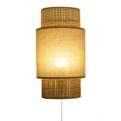 Decoratie Appliques Murales Et Spots Applique Incurvée Rotin Tissu Beige -Luminaires Soldes 2022 applique incurvee rotin tissu beige 2
