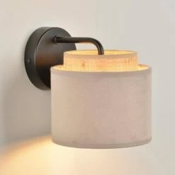 Corep Appliques Murales Et Spots Applique Métal Velours Et Raphia D15cm -Luminaires Soldes 2022 applique metal velours et raphia d15cm 2