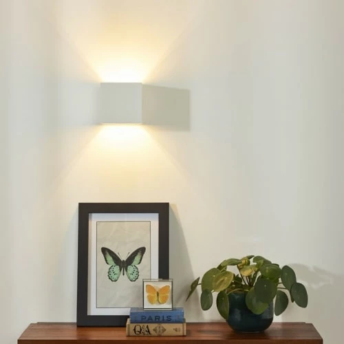 Lucide Appliques Murales Et Spots Applique Murale Cubique Plâtre Blanc H11.5cm 4 Lucide Appliques Murales Et Spots Applique Murale Cubique Plâtre Blanc H11.5cm – Image 2