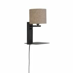 It's About Romi Appliques Murales Et Spots Applique Noire Avec Tablette Et Abat-jour Noir H42cm -Luminaires Soldes 2022 applique noire avec tablette et abat jour gris h42cm 5