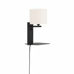It's About Romi Appliques Murales Et Spots Applique Noire Avec Tablette Et Abat-jour Noir H42cm -Luminaires Soldes 2022 applique noire avec tablette et abat jour h42cm 1