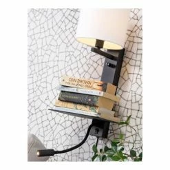 It's About Romi Appliques Murales Et Spots Applique Noire Avec Tablette Liseuse Et Abat-jour H52cm -Luminaires Soldes 2022 applique noire avec tablette liseuse et abat jour h52cm 11