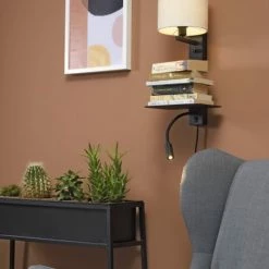 It's About Romi Appliques Murales Et Spots Applique Noire Avec Tablette Liseuse Et Abat-jour H52cm -Luminaires Soldes 2022 applique noire avec tablette liseuse et abat jour h52cm 14