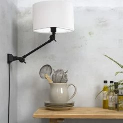 It's About Romi Appliques Murales Et Spots Applique Noire Flexible Et Abat-jour Blanc L65cm -Luminaires Soldes 2022 applique noire flexible et abat jour blanc l65cm 1