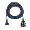 Hoopzi Suspensions Fil électrique En Tissu Luminaire Bleu Marine 4,5m