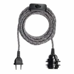 Hoopzi Suspensions Fil électrique En Tissu Luminaire Pied De Poule 4,5m -Luminaires Soldes 2022 fil electrique en tissu luminaire gentleman chevron 4 5m