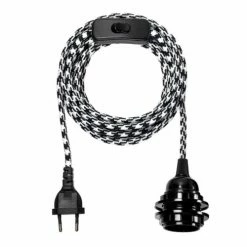 Hoopzi Suspensions Fil électrique En Tissu Luminaire Pied De Poule 4,5m