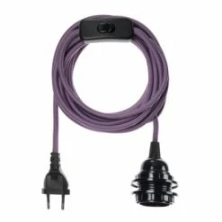 Hoopzi Suspensions Fil électrique En Tissu Luminaire Living Corail 4,5m -Luminaires Soldes 2022 fil electrique en tissu luminaire violet 4 5m 5