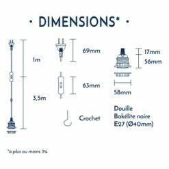 Hoopzi Suspensions Fil électrique Sectionnable En Tissu Luminaire Cuivre 4,5m -Luminaires Soldes 2022 fil electrique sectionnable en tissu luminaire cuivre 4 5m 2