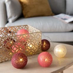 Maisons Du Monde Guirlandes Et Décorations Lumineuses Guirlande Lumineuse Rose, Violet Et Doré 10 LED L180 -Luminaires Soldes 2022 guirlande lumineuse rose violet et dore 10 led l180 1000 9 33 227911 3