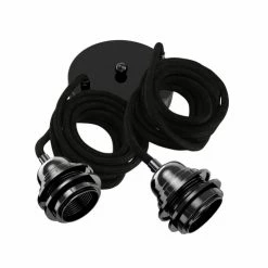 Hoopzi Suspensions Hang-2 Suspension Plafonnier En Lin Français - Noir - 2 Fils 2,50m