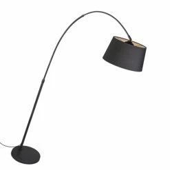 QAZQA Lampadaires Lampadaire à Arc En Acier Noir -Luminaires Soldes 2022 lampadaire a arc en acier noir 5