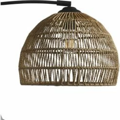 ATHM DESIGN Lampadaires Lampadaire Abat Jour Aspect Rotin Beige Et Pied Métal Noir -Luminaires Soldes 2022 lampadaire abat jour aspect rotin beige et pied metal noir 2