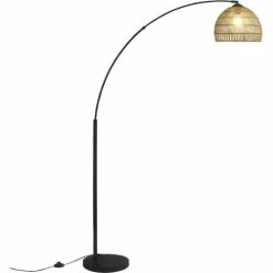 ATHM DESIGN Lampadaires Lampadaire Abat Jour Aspect Rotin Beige Et Pied Métal Noir -Luminaires Soldes 2022 lampadaire abat jour aspect rotin beige et pied metal noir 4