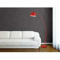 ATHM DESIGN Lampadaires Lampadaire Abat Jour Et Pied Métal Rouge -Luminaires Soldes 2022 lampadaire abat jour et pied metal rouge 1