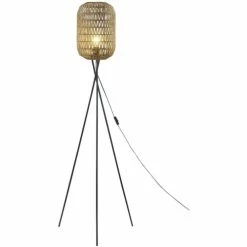 ATHM DESIGN Lampadaires Lampadaire Abat Jour Rotin Beige Et Pieds Métal Noir -Luminaires Soldes 2022 lampadaire abat jour rotin beige et pieds metal noir 2