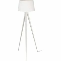 ATHM DESIGN Lampadaires Lampadaire Abat Jour Tissu Blanc Et Pied Métal