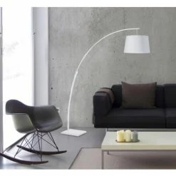 ATHM DESIGN Lampadaires Lampadaire Abat Jour Tissu Blanc Et Pied Métal -Luminaires Soldes 2022 lampadaire abat jour tissu blanc et pied metal 8