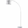 ATHM DESIGN Lampadaires Lampadaire Abat Jour Tissu Blanc Pied Métal
