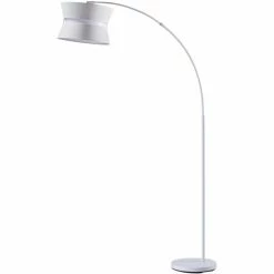 ATHM DESIGN Lampadaires Lampadaire Abat Jour Tissu Blanc Pied Métal