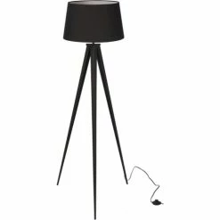 ATHM DESIGN Lampadaires Lampadaire Abat Jour Tissu Noir Et Pied Métal