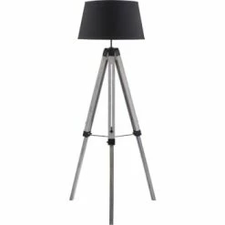 ATHM DESIGN Lampadaires Lampadaire Abat Jour Tissu Noir Et Pieds Bois -Luminaires Soldes 2022 lampadaire abat jour tissu noir et pieds bois 3