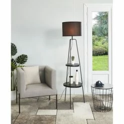 ATHM DESIGN Lampadaires Lampadaire Abat Jour Tissu Noir Et Pieds Métal Noir -Luminaires Soldes 2022 lampadaire abat jour tissu noir et pieds metal noir 5