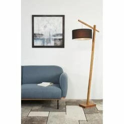 ATHM DESIGN Lampadaires Lampadaire Abat Jour Tissu Noir Pied Bois -Luminaires Soldes 2022 lampadaire abat jour tissu noir pied bois 5