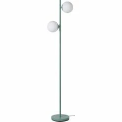 ATHM DESIGN Lampadaires Lampadaire Abat Jour Verre Pied Metal Brossé Bleu