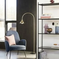 Hubsch Lampadaires Lampadaire Avec Base En Marbre En Noir Et Laiton -Luminaires Soldes 2022 lampadaire avec base en marbre en noir et laiton 2