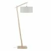 Good & Mojo Lampadaires Lampadaire Bambou Et Lin Naturel Beige H176cm