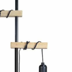 Tosel Lampadaires Lampadaire Bois Naturel Et Noir -Luminaires Soldes 2022 lampadaire bois naturel et noir 2