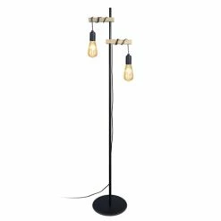 Tosel Lampadaires Lampadaire Bois Naturel Et Noir