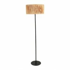 Decoratie Lampadaires Lampadaire Droit Métal Ambre Abat-jour Raphia H140cm