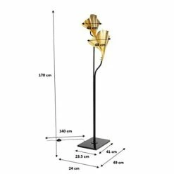 Kare Design Lampadaires Lampadaire En Acier 2 Abat-jours Feuilles Ginkgo Dorées H172 -Luminaires Soldes 2022 lampadaire en acier 2 abat jours feuilles ginkgo dorees h172 3