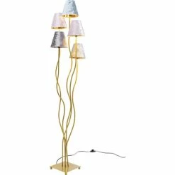 Kare Design Lampadaires Lampadaire En Acier Doré 5 Abat-jours En Velours H163 -Luminaires Soldes 2022 lampadaire en acier dore 5 abat jours en velours h163 3
