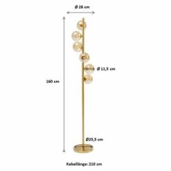 Kare Design Lampadaires Lampadaire En Acier Doré Et Verre H160 -Luminaires Soldes 2022 lampadaire en acier dore et verre h160 4