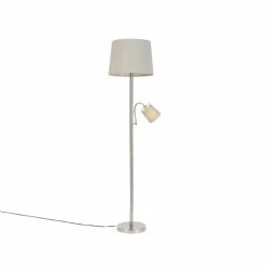 QAZQA Lampadaires Lampadaire En Acier Gris -Luminaires Soldes 2022 lampadaire en acier gris 5