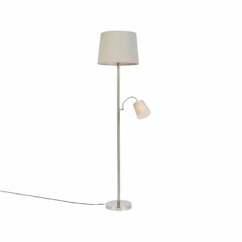 QAZQA Lampadaires Lampadaire En Acier Gris -Luminaires Soldes 2022 lampadaire en acier gris