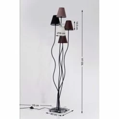 Kare Design Lampadaires Lampadaire En Acier Noir 5 Abat-jours En Coton Marron H163 -Luminaires Soldes 2022 lampadaire en acier noir 5 abat jours en coton marron h163 4