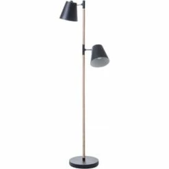 Leitmotiv Lampadaires Lampadaire En Bois Et Métal Hauteur 150 Cm Marron Et Noir -Luminaires Soldes 2022 lampadaire en bois et metal hauteur 150 cm marron et blanc